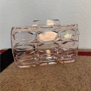 Gucci Clear Transparent Blush Plexiglass Clutch
